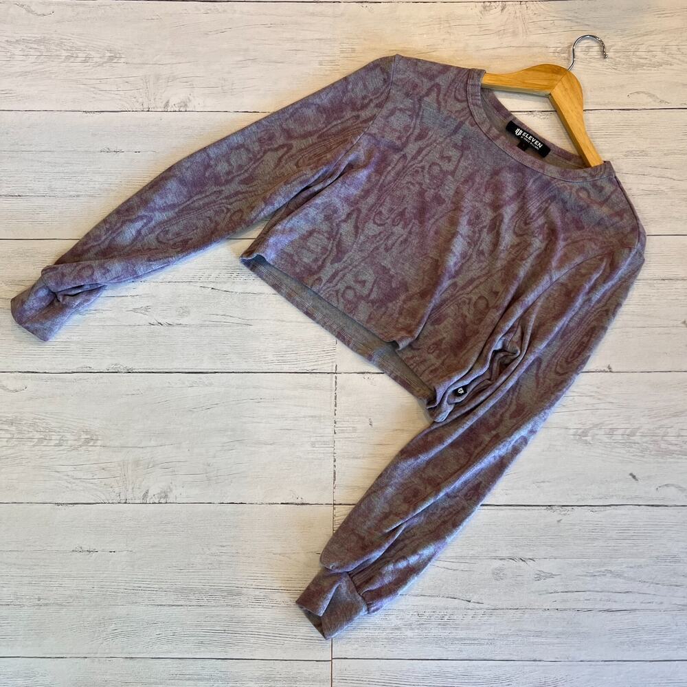 EleVen by Venus Williams Top Womens Size Small Purple and Gray Marbled Cropped - Picture 16 of 16